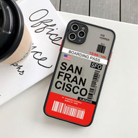 Fashion Design New York Seoul Tokyo Boarding Pass Ticket Case for iPhone 14 13 12 series