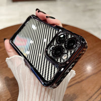 Luxury Carbon Fiber Texture Transparent Soft Silicone Case For iPhone 14 13 12 series