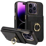 Leather Wallet Finger Ring KickStand Case For iPhone 15 14 13 12 series