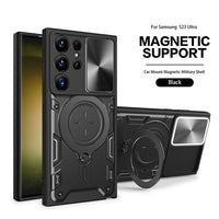 Luxury Magnetic Rotate Ring Bracket Holder Camera Slide Shockproof Case For Samsung Galaxy S23 S22 Ultra Plus