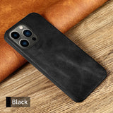 Genuine Oil Wax Leather Phone Case for iPhone 13 12 11 Pro Max Mini