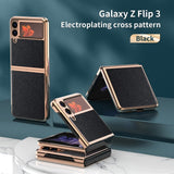 Plain Leather Electroplating Flip Case for Samsung Galaxy Z Flip 3