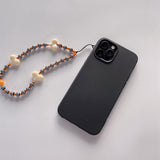 Soft Silicone Phone Case with Bohemian Acrylic Colorful Beaded Love Heart Lanyard For Iphone 12 11 Series