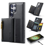 Zipper Cards Bag Detachable Leather Wallet Case For Samsung Galaxy S23 S22 S21 Ultra Plus