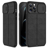 Luxury Leather Case with Slide Camera Lens Protection for iPhone 14 13 12 series