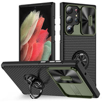 Shockproof Slide Camera Ring Bracket Soft TPU Case For Samsung Galaxy S23 S22 S21 Ultra Plus