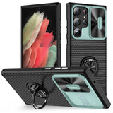 Shockproof Slide Camera Ring Bracket Soft TPU Case For Samsung Galaxy S23 S22 S21 Ultra Plus