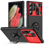 Shockproof Slide Camera Ring Bracket Soft TPU Case For Samsung Galaxy S23 S22 S21 Ultra Plus