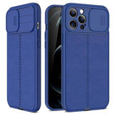 Luxury Leather Case with Slide Camera Lens Protection for iPhone 14 13 12 series