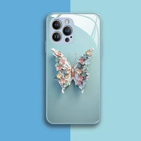 Fairy Butterfly Pattern Lady Glass Case for iPhone 15 14 13 12 series