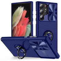 Shockproof Slide Camera Ring Bracket Soft TPU Case For Samsung Galaxy S23 S22 S21 Ultra Plus