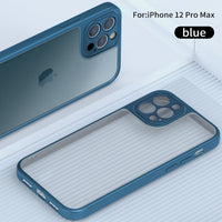 Premium Ultra Thin Frosted Transparent Silicone Case with Soft Frame Camera Protector For iPhone 12 Series