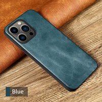 Genuine Oil Wax Leather Phone Case for iPhone 13 12 11 Pro Max Mini