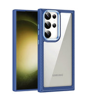 Crystal Clear Transparent Hard PC Soft TPU Shockproof Case With Metal Lens Protection For Samsung Galaxy S23 Ultra