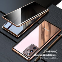Privacy Glass Anti-peeping 360 Full Cover Metal Magnetic Case for Samsung Galaxy Note 20 Series