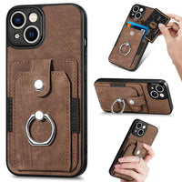 Ring Holder Leather Cards Solt Wallet Case for iPhone 14 13 12 series