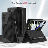 Leather Stand Shockproof Armor Case with Front Glass Film and Removable Pen Slot For Samsung Galaxy Z Fold 5 4