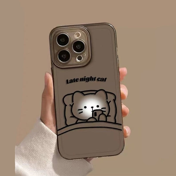 Cute Minimal Cat Dog Cartoon Transparent Soft Case For iPhone 14 13 12 series