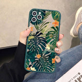 Palm Tree Leaves Plant Flower Shockproof Case for iPhone 14 13 12 series