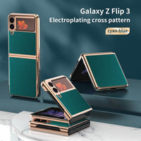Plain Leather Electroplating Flip Case for Samsung Galaxy Z Flip 3