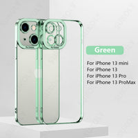 Plating Color Bumper Clear Camera Protector Case for iPhone 13 12 11 S