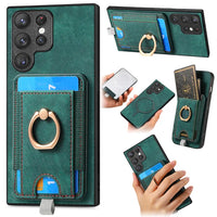 2 in 1 Magnetic Cards Bag Wallet With Ring Holder Case For Samsung Galaxy S23 S22 S21 Ultra Plus