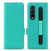 Genuine Leather Wallet Card Case With S Pen Slot For Samsung Galaxy Z Fold 3