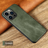 Genuine Oil Wax Leather Phone Case for iPhone 13 12 11 Pro Max Mini