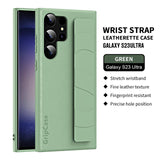 Luxury Plain Color PU Leather Wristband Strap Shockproof Case For Samsung Galaxy S23 S22 Ultra Plus