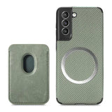 Magsafe Carbon Fiber Texture Leather Magnetic Wallet Card Pocket Case for Samsung Galaxy S24 S23 S22 S21 Ultra Plus