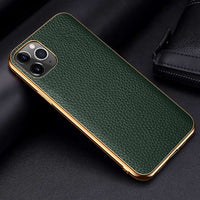 Genuine Leather Electroplate Case For iPhone 12 11 Series