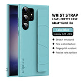 Luxury Plain Color PU Leather Wristband Strap Shockproof Case For Samsung Galaxy S23 S22 Ultra Plus