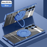 Magnetic Magsafe Hidden Stand Plating Slim Clear Hard PC Case For Samsung Galaxy S23 Ultra Plus