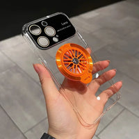 Rotary Gyroscope Wireless Charging Plating Transparent Magnetic Stand Case For iPhone 15 14 13 12 series