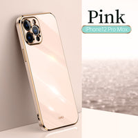 Luxury 6D Square Plating Ring Stand Holder Phone Case For iPhone 12 11 Series