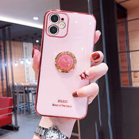 Luxury Soft Silicone Stand Ring Holder Case With Finger Ring For iPhone 12 11 Series