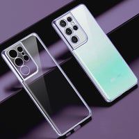 Luxury Transparent Plating Camera Protection Soft Silicone Case For Samsung Galaxy S21 S20 Series