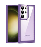 Crystal Clear Transparent Hard PC Soft TPU Shockproof Case With Metal Lens Protection For Samsung Galaxy S23 Ultra