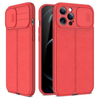 Luxury Leather Case with Slide Camera Lens Protection for iPhone 14 13 12 series