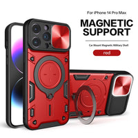 Luxury Magnetic Rotate Ring Bracket Holder Camera Slide Shockproof Case For iPhone 14 13 12 series