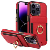 Leather Wallet Finger Ring KickStand Case For iPhone 15 14 13 12 series