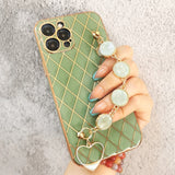Luxury Plated Diamond Electroplated Gold Gem Hand Jewel Bracelet Case for iPhone 12 11 Series