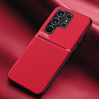 PU Leather Car Magnetic Holder Case for Samsung Galaxy S22 Ultra Plus