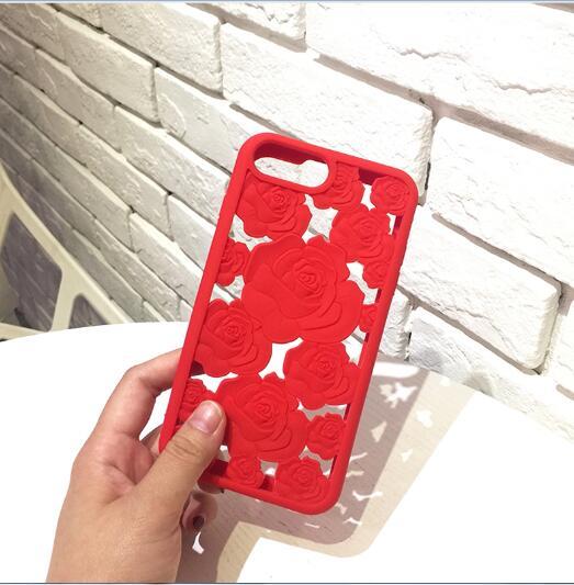 New 3D Hollow Rose soft silicone Cell Phone Case For Apple iphone X SE 5S 8 8plus 6 6s plus 7 7plus