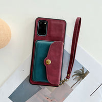 Wallet Strap Leather Case for Samsung Galaxy S22 S21 S20 Ultra Plus