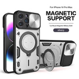 Luxury Magnetic Rotate Ring Bracket Holder Camera Slide Shockproof Case For iPhone 14 13 12 series