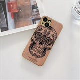 3D Relief Plating Frame Classic Wood Grain Case for iPhone 13 12 11 Series