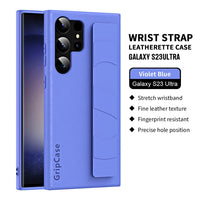 Luxury Plain Color PU Leather Wristband Strap Shockproof Case For Samsung Galaxy S23 S22 Ultra Plus