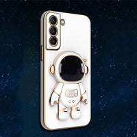 Electroplated Astronaut Folding Stand Camera Protection Case for Samsung Galaxy S22 S21 S20 Ultra Plus