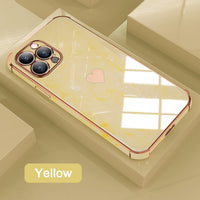 Luxury Electroplating Golden Heart Pattern Case For iPhone 13 12 11 Series